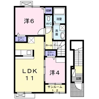滋賀県愛知郡愛荘町沓掛【アパート】の間取り