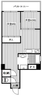フラワー御殿山ハイツ【6階】の間取り