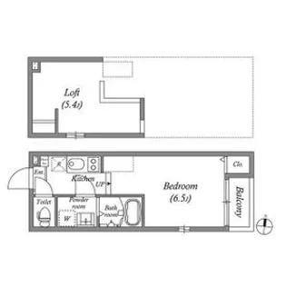 ハーモニーテラス伏見稲荷【2階】の間取り