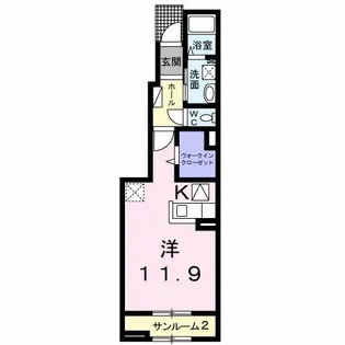 カルム 中里【1階】の間取り