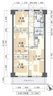 グリシーヌ・S【6階】の間取り