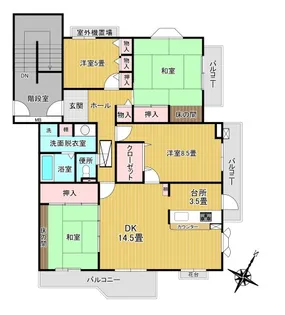 サードスクエア小倉台7号棟【5階】の間取り