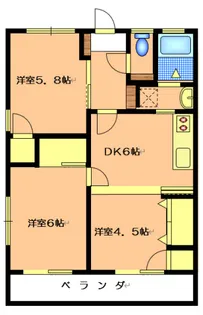 西マンション【3階】の間取り