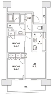 晴海フラッグ サンビレッジ C棟【2階】の間取り