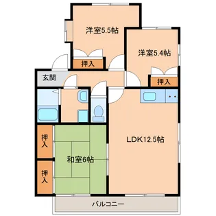 公社住宅もみじが丘団地公B棟【2階】の間取り