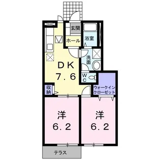 スカイヒルズB【1階】の間取り
