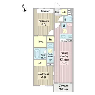 エールドゥヴィ【1階】の間取り