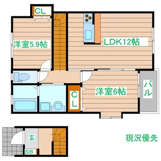 フリューゲルII【2階】の間取り