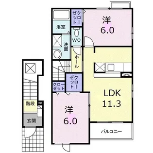 2LDKの間取り画像