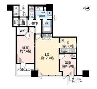 シエリアタワー千里中央【37階】の間取り