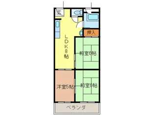 ローズコーポ石橋【1階】の間取り