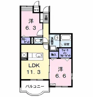 ラ・ビアージュ【1階】の間取り