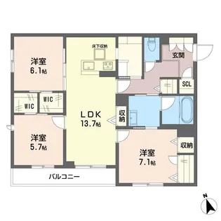 プレミール木更津【1階】の間取り