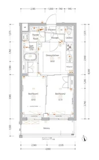 エストゥルース亀戸【2階】の間取り