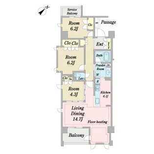 プロシード南行徳2【4階】の間取り