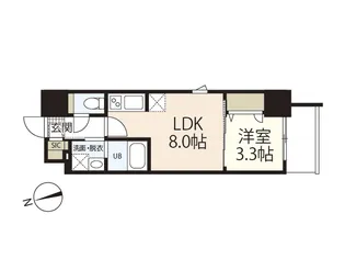 S-RESIDENCE城南通りabreast【8階】の間取り