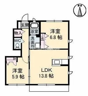 パインテイル C棟【1階】の間取り