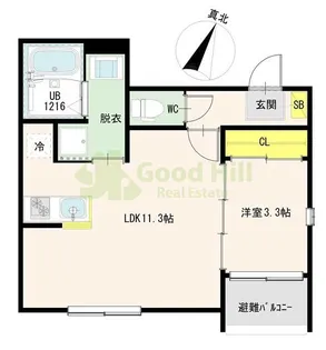 DiiRA下新庄【3階】の間取り
