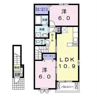 ファミールA、B、C【2階】の間取り