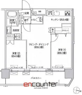 コスモグランス南品川【14階】の間取り