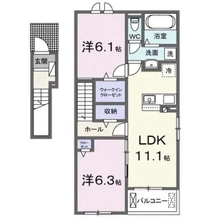 ウィンクルムA【2階】の間取り