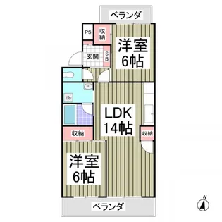 行田ハイツ2号棟【5階】の間取り