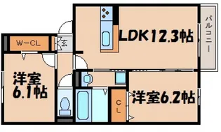 2LDKの間取り画像