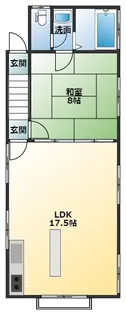 旭町1LDK【2階】の間取り