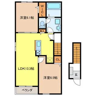 岐阜県岐阜市南鶉1【アパート】の間取り