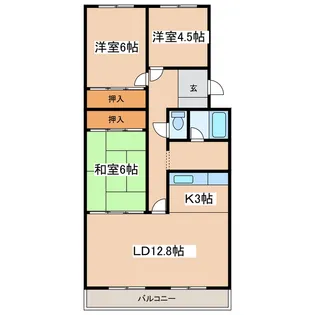 パークサイド鶴ヶ岱マンション【4階】の間取り