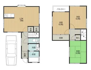 大阪府柏原市国分東条町【一戸建】の間取り