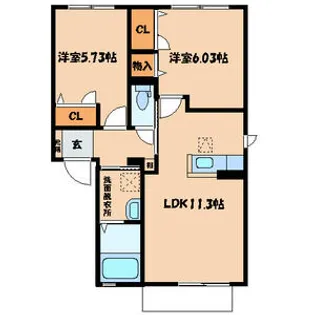 クラヴィエ松崎【1階】の間取り