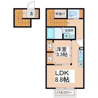 リアーレ市名坂【2階】の間取り