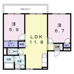 カジュアンB【1階】の間取り