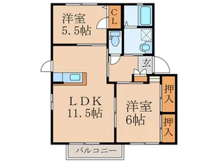 サンフラワ-ハイツA棟【2階】の間取り