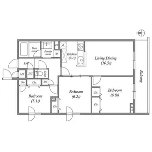 プライムガーデン 若木【2階】の間取り