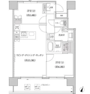 東京都渋谷区本町4【マンション】の間取り