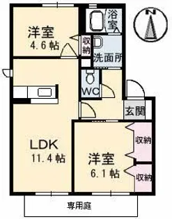 バリュージュサンヨー B棟【1階】の間取り