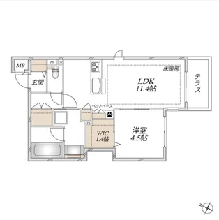 【へーベルメゾン】Chaleur Urawa【1階】の間取り