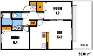 グリーンフィールド A【1階】の間取り