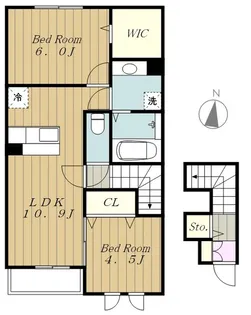 ボンジュール相模大野A【2階】の間取り