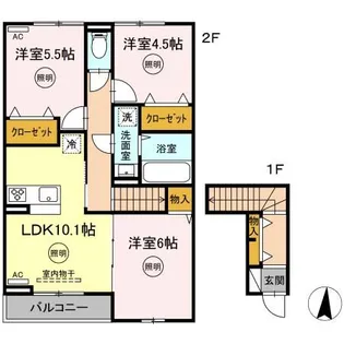 リバーフィールドII【2階】の間取り