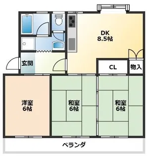 横須賀馬堀台12号棟【4階】の間取り