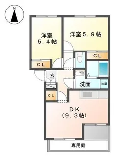 メモリアルパレス岩倉【1階】の間取り