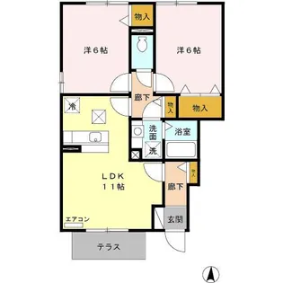 ルワ・ソレイユ B【1階】の間取り