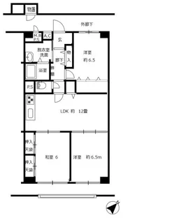 行徳ニューハイツ1号棟【3階】の間取り