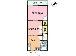 松原湯端ハイツ【2階】の間取り