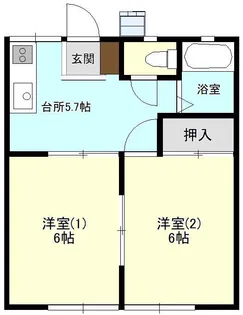 天矢場ハイツ A棟【2階】の間取り