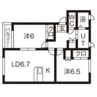 2LDKの間取り画像