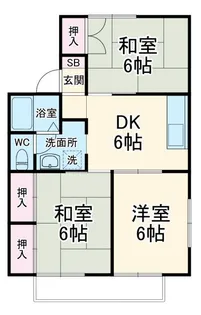 ハピネスブルーB棟【1階】の間取り